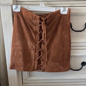 Suade Tan Miniskirt